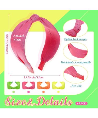 XunYee 80s Neon Headbands - 4 Pcs Retro Fluorescent Hair Accessories for Women - Orange, Green, Yellow, Pink - Buy Online on GoSupps.com