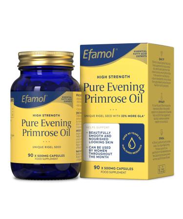 Efamol High Strength Pure Evening Primrose Oil 500mg - 90 Mini Easy to Swallow Capsules - Omega 6 Fatty Acids GLA + Vitamin E