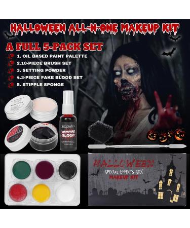 Ultimate Halloween Zombie Makeup Kit | 6 Colors SFX Bruise Palette Scar Wax Fake Blood & Tools for Demonic Cosplay - Buy Online on GoSupps.com