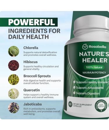 Rosabella Natural Healer Organic Superfood Immune & Digestive Support 60 Capsules Plant-Based Supplement for Detox Bloating Relief and Gut Wellness for Women & Men 60 Count (Pack of 1) - Buy Online on GoSupps.com