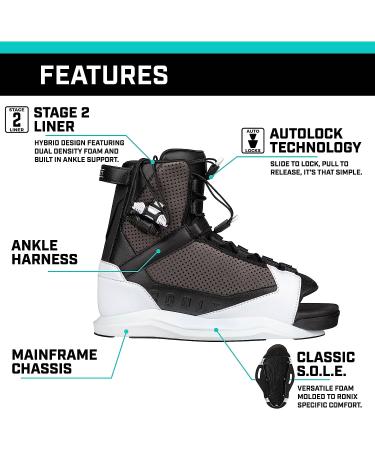 Ronix District Stage 2 Wakeboard Boots 7.5-11.5 White/Black - High Performance Wakeboard Boots - Buy Online on GoSupps.com