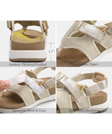 COFACE Women's Flip-Flops Sandals - Lightweight Athletic Cushion Orthotic Thong Sandals with Arch Support for Beach & Summer - Size 8 Beige White - Buy Online on GoSupps.com