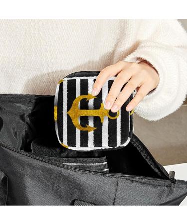 Portable Women's Bonds Storage Pockets - Black & White Striped Period Kit Bag for Girls | Feminine Product Organizer - Buy Online on GoSupps.com