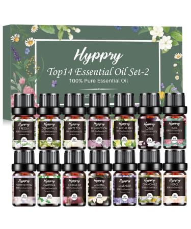 Hyppry Floral Essential Oils Fragrance Oils Set 14 x 5 ML Premium Aromatherapy Scented Oils for Diffusers for Home - Lavender Rose Freesia Ylang-Ylang Jasmine Chamomile Neroli Cherry Blossom Floral Scent - Buy Online on GoSupps.com