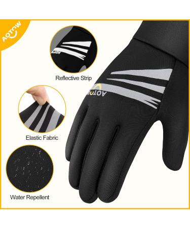 Aotow Kids Winter Bicycle Gloves - Touchscreen Warm & Windproof Fleece for Ages 4-12 Anti-Slip Design - Black XL - Buy Online on GoSupps.com