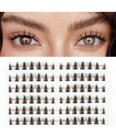 Lankiz manga cluster eyelashes brown individual eyelashes DIY eyelash extensions fake lashes natural eyelash clusters individual lashes manga-style-02 brown