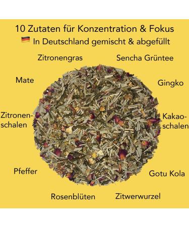 Buntfink Loose Mate Tea mix with green tea Sencha lemongrass ginkgo ClearFocus herbal tea mixture with natural caffeine focus tea concentration 60 g without additives and flavors - Buy Online on GoSupps.com