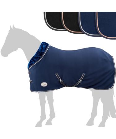 Esposita sweat blanket with fur collar champion edition fleecedecover with collar and ornamental piping paradise show blanket navy-silver 165cm navy/silver 165cm