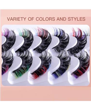 VNIHTT Colored Eyelashes - 5D Reusable Faux Mink Strip Lashes, 7 Pairs in 7 Vibrant Colors - D Curl False Lashes for Colored Lash Extensions Look - Buy Online on GoSupps.com