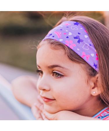 Girls' 3-Pack Wide Headbands - Butterfly Unicorn Heart Designs | Soft Stretch Fabric Hair Accessories for Kids | Princess Tiara Elastic Bands - FROG SAC - Buy Online on GoSupps.com