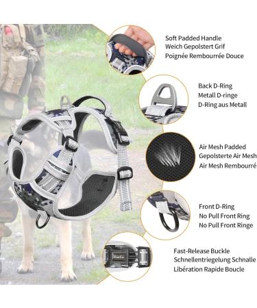 Heele Camouflage Dog Harness for Large Dogs | Reflective & Breathable Padded Harness | Anti-Train Breast Harness - Gray - Buy Online on GoSupps.com