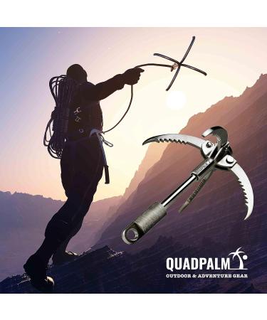 QUADPALM Grappling Hook and Rope 10M (32ft) - Multifunctional Heavy Duty Survival Gear - Stainless Steel Folding Claws - Blue - Buy Online on GoSupps.com
