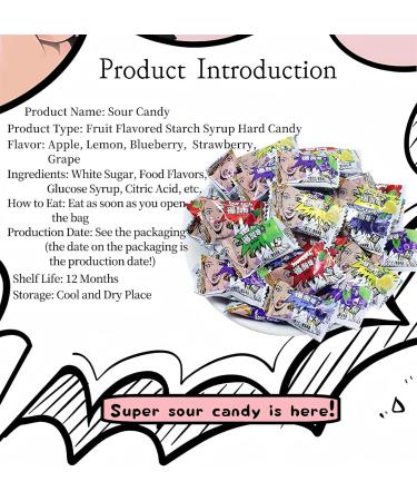  MKSDDF MKSDDF - 140g of super sour fruit-flavored hard candies assorted sour candies individually wrapped mix and match: apple lemon  - Buy Online on GoSupps.com
