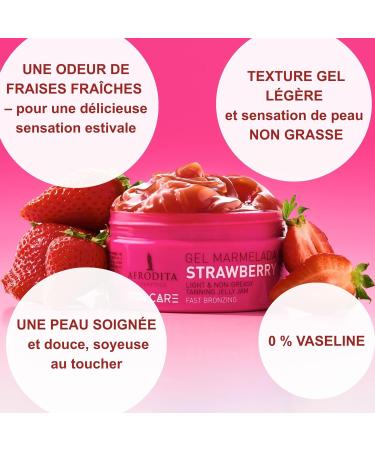  Afrodita Cosmetics Afrodita Cosmetics Strawberry Sun Care Gel - Vegan tan accelerator with carrot extract and coconut oil - Lightweight non-greasy gel texture for a fast intense summer tan - 200 - Buy Online on GoSupps.com