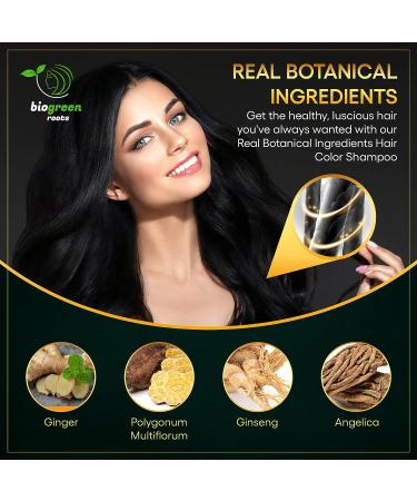BIOGREEN ROOTS 400ml Natural Black Hair Color Shampoo & Hair Treatment - Covers Gray Hair in 10 Minutes - Hair Coloring Shampoo for Women & Men - 13.53 Fl Oz - Buy Online on GoSupps.com