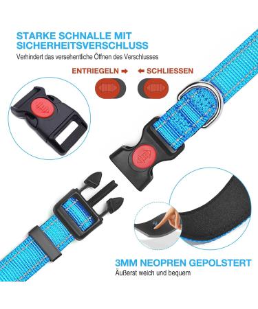 Haapaw Reflective Dog Collar - Soft Neoprene & Breathable Nylon for Small to Medium Dogs - Blue Size S (1-Pack) - International Shipping Available - Buy Online on GoSupps.com
