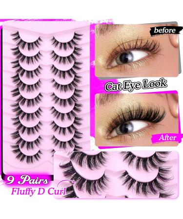 Cluster Lashes D Curl Individual Lashes 9-16MM Lash Clusters Wispy Eyelashes Individual Cat Eye Lashes 3D Fluffy Eyelash Clusters 9 Pairs Strip Lashes by wtvane - Buy Online on GoSupps.com