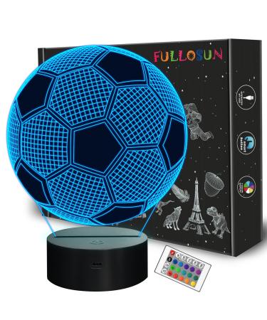 FULLOSUN Kids Night Light Football 3D Optical Illusion Lamp with Remote Control 16 Colors Changing Soccer Birthday Xmas Valentine's Day Gift Idea for Sport Fan Boys Girsl - Buy Online on GoSupps.com