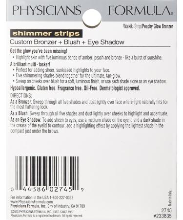 Physicians Formula Shimmer Strips Bronzer - Waikiki Strip/Peachy Glow 0.3 oz - Buy Online on GoSupps.com