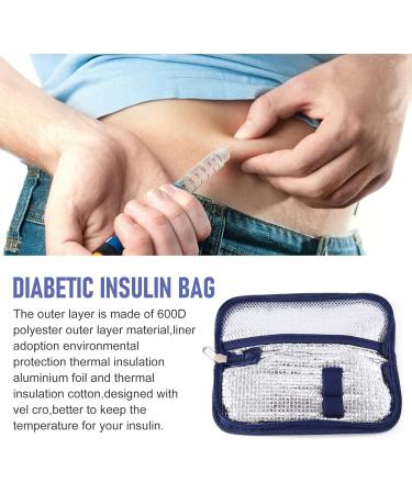 ALOEU Portable Insulin Cooler Bag Diabetic Insulin Travel Case Cooler Pill Box Aluminum Foil Ice Bag (Navy Blue) - Buy Online on GoSupps.com