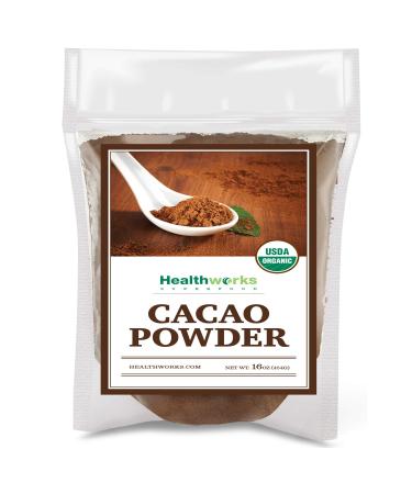 Healthworks Cacao Powder (16 Ounces / 1 Pound) | Cocoa Chocolate Substitute | Certified Organic | Sugar-Free, Keto, Vegan & Non-GMO | Peruvian Bean/Nut Origin | Antioxidant Superfood Cacao powder 16 Ounce (Pack of 1)