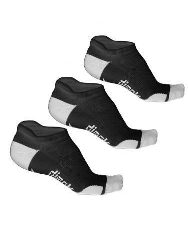 dimok Athletic Running Socks - No Show Wicking Blister Resistant Long Distance Sport Socks for Men and Women Black Large