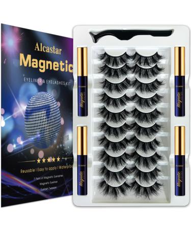 Alcastar Magnetic Eyelashes Natural Look Magnetic Lashes with Eyeliner Set Magnetic Lashes with ApplicatorEasy to Wear Cruelty-Free