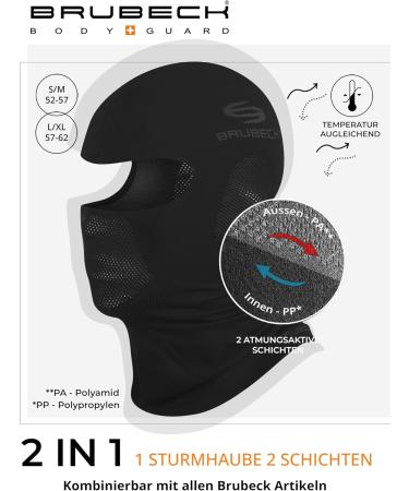 Brubeck Storm Hood for Ladies & Men | Balaclava & Ski Mask | Wind & Motorcycle Face Mask Black S-M - Best for Outdoor Sports - Buy Online on GoSupps.com