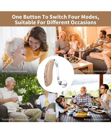 Rechargeable Air Tube Hearing Aid for Seniors | Double Noise Reduction | Adjustable Volume | Digital Ear Hearing Amplifier (1 pc) - Light Brown - Buy Online on GoSupps.com