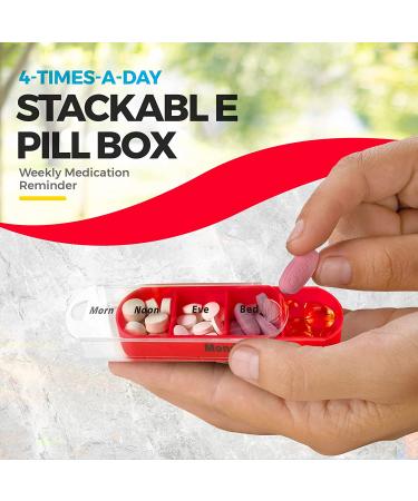 MEDca Weekly Pill Organizer - 4 Times-a-Day Dispenser with Stackable AM/PM Compartments - Buy Online on GoSupps.com