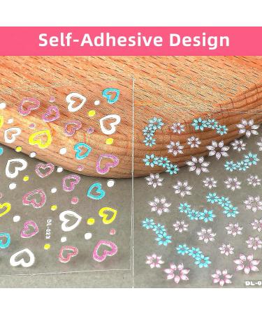 CHANGAR 30 Sheets Flower Nail Art Stickers 3D Self-Adhesive Colorful Floral Nail Decals Cute Design Nail Supplies for Women Manicure DIY - Buy Online on GoSupps.com