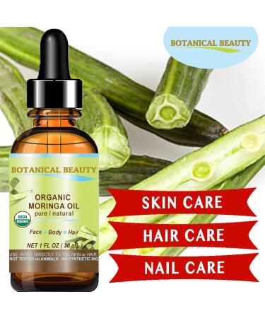 Botanical Beauty Organic Moringa Oil 100% Pure Natural Undiluted 0.5 Fl.oz.- 15 ml. for Face Skin Hair Lips Body Nails Rich in Vitamin C Vitamin E - Buy Online on GoSupps.com