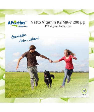 Aportha Vitamin K2 MK7 200 g - High-Dose Vegan 190 Tablets | All-Trans NATTO Supplement - Easy to Swallow - Best Vit K2 Alternative - Buy Online on GoSupps.com
