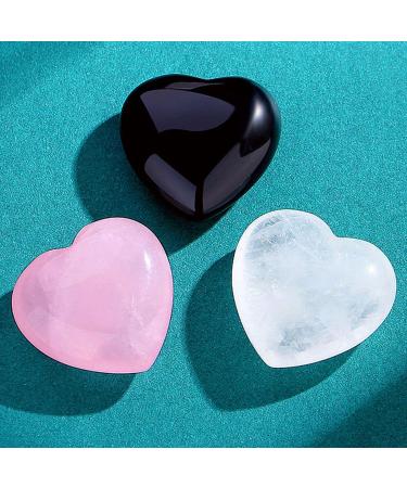 Buy Xianvxi Heartstones Set: Amethyst Rose Quartz & Black Obsidian Healing Crystals - 3PC Large Gemstones for Wellness - Buy Online on GoSupps.com