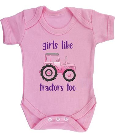 Hippowarehouse Girls Like Tractors Too Baby Vest Bodysuit (Short Sleeve) Boys Girls