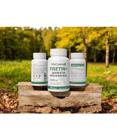 VitaCosmoX Fisetin Quercetin Resveratrol Supplement 1 200 mg 120 Veggie Capsules 100% Vegetarian Non-GMO & Gluten Free - Buy Online on GoSupps.com