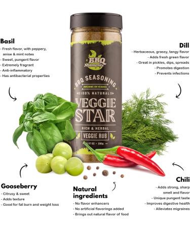 BBQ Moments Vegetable Seasoning 280g - 7-Veggie Rub for Grilling | BBQ Veggie Dry Rub Greens Seasoning Mix with Paprika - Buy Online on GoSupps.com