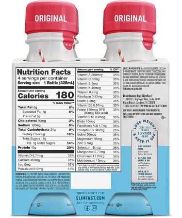 SlimFast Original French Vanilla Meal Replacement Shake - 10g Protein, 11 Fl. Oz Bottle - 4 Count x 3 Packs (12 Count) - Weight Loss Support, Ready to Drink - Packaging May Vary - Buy Online on GoSupps.com