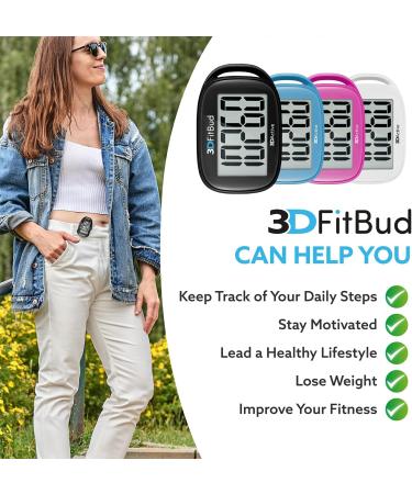 3DFitBud Simple Pedometer | A420S Walking 3D Pedometer with Clip & Lanyard - International Shipping Available - Buy Online on GoSupps.com