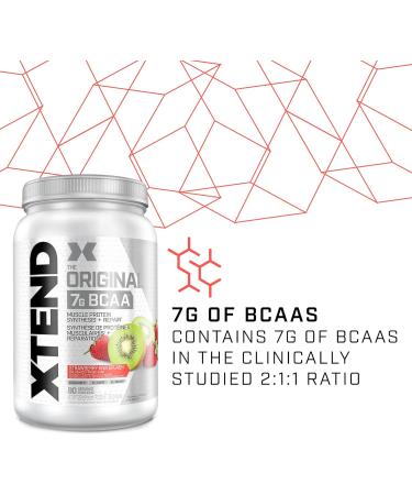 XTEND Original BCAA Powder Strawberry Kiwi Splash | Sugar Free Post Workout Electrolyte Muscle Recovery Drink with Amino Acids | 7g BCAAs for Men & Women | 90 Servings - Buy Online on GoSupps.com