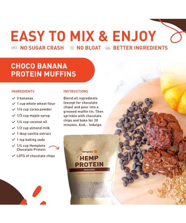 hemplete Hemp Vegan Protein Powder for Heart and Brain Health Easy to Digest Powder Drink with Plant Protein for Muscle Building and Recovery 9 Essential Amino Acids (Unflavored and Choco) 10oz - Buy Online on GoSupps.com