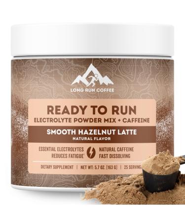 Ready to Run: Electrolytes + Caffeine Powder Mix by Long Run Co. HAZELNUT LATTE 600mg Electrolytes 50mg Caffeine Only 10 Calories per Serving | All Natural Hydration + Instant Energy | Dairy-Free Gluten-Free Sugar-F