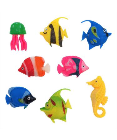 Premium Pack of 8 - Colourful Assorted Artificial Plastic Tropical Fish Jellyfish & Seahorse for Bubble Lamp Aquarium - Buy Online on GoSupps.com
