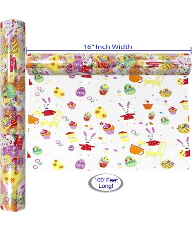 AnapoliZ Easter Cellophane Wrap Roll - 100 Ft. x 16 In. | Crystal Clear 2.3 Mil Thick Design for Easter Treats, Baskets, and Gifts - Bunny and Eggs Cellophane - Buy Online on GoSupps.com