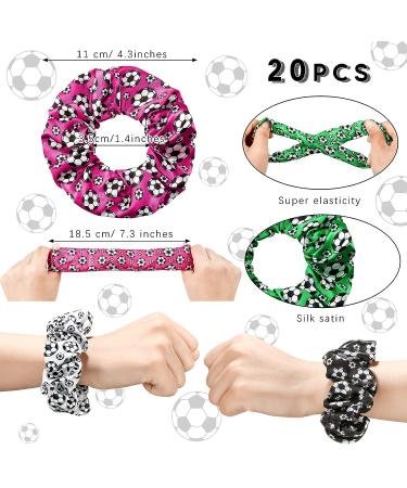 Willbond 20 Pcs Softball Soccer Basketball Hair Scrunchies Set - Satin Elastic Hair Ties for Women & Girls (Soccer Style) - Buy Online on GoSupps.com