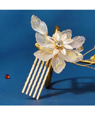 Bridal Wedding Hair Comb Bridal Headdress Resin Hair Comb Pearl Comb Bride Hair Wedding for Women and Girls 12.5x7.5cm Gold - Buy Online on GoSupps.com