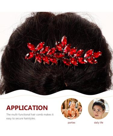 NOLITOY Wedding Hair Side Comb Bride Crystal Headpiece Full Red Rhinestone Hair Side Comb Wedding Hair Accessories for Women and Girls Supplies - Buy Online on GoSupps.com