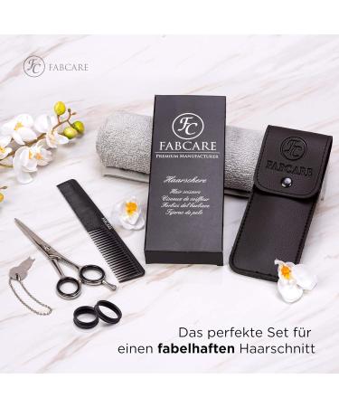 Fabcare Professional Hair Scissors Set - 5.5 Extra Sharp Hairdressing Scissors with Comb & Case - Precision Micro Toothing & Bonus eBook for Perfect Haircuts - Buy Online on GoSupps.com