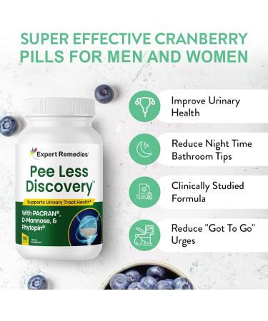 Expert Remedies Pee Less Discovery Bladder Support Supplement for Women and Men. Cranberry Extract and D-mannose Pills Reduce Frequency Support Urinary Tract Health - 90 Capsules - Buy Online on GoSupps.com