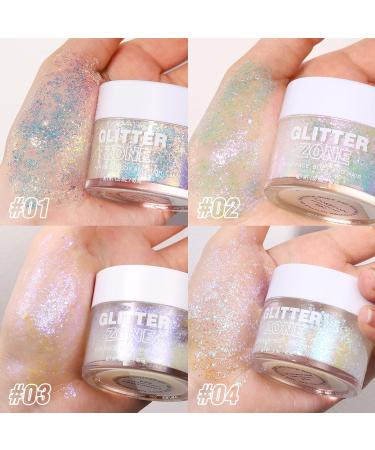 Langmanni Holographic Body Glitter Gel - Color-Changing Eyeshadow for Body Face Hair & Lips - 1.35 OZ Golden Ocean | International Shipping Available - Buy Online on GoSupps.com